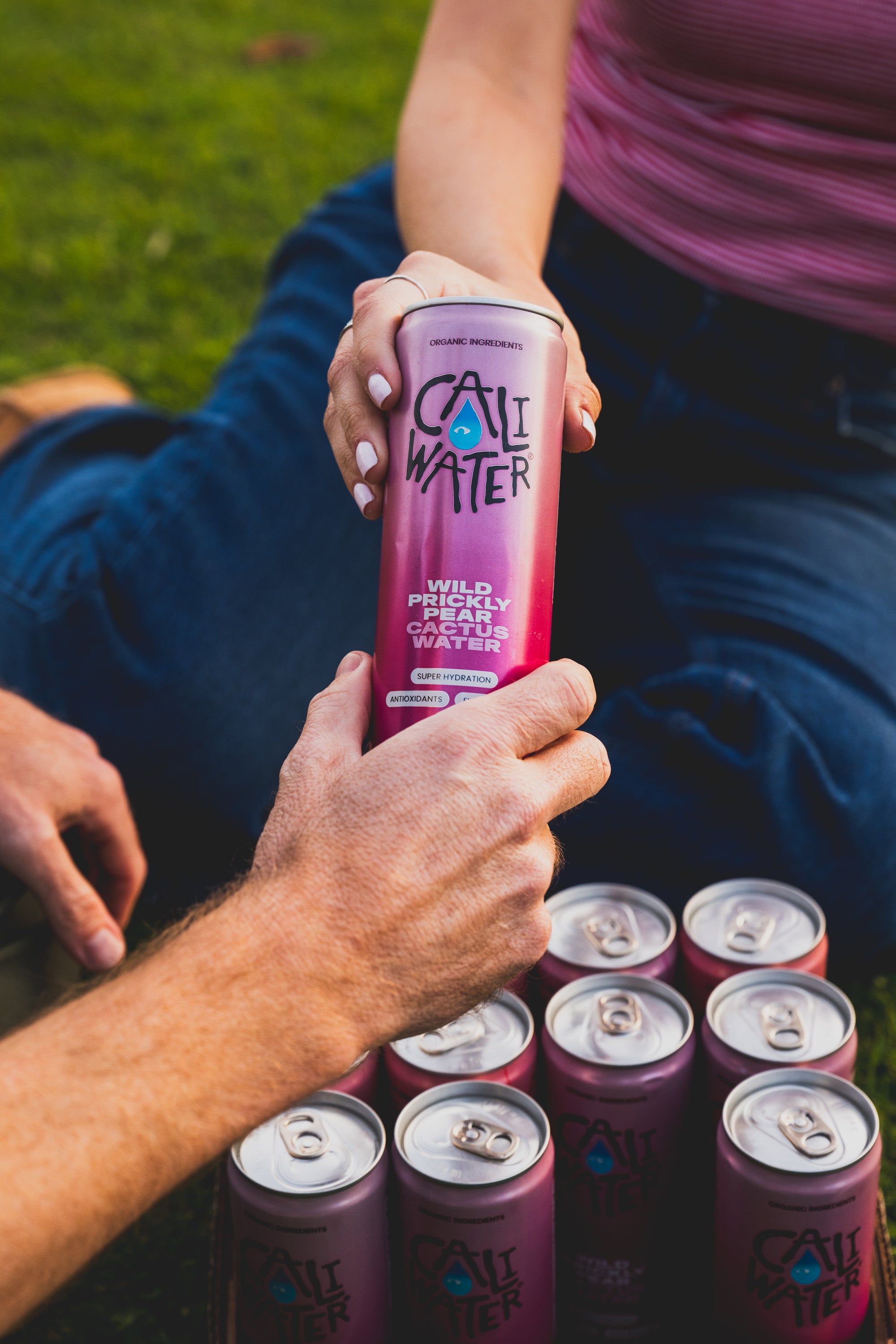 couple enjoying a Caliwater cactus water