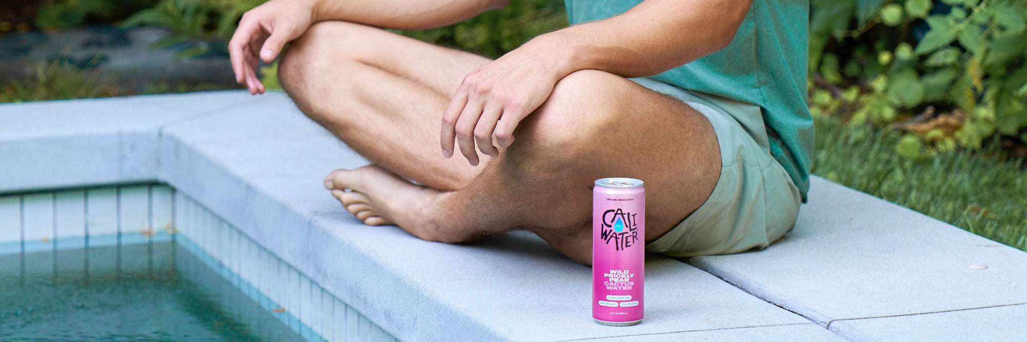 man meditating while enjoying Caliwater Cactus Water